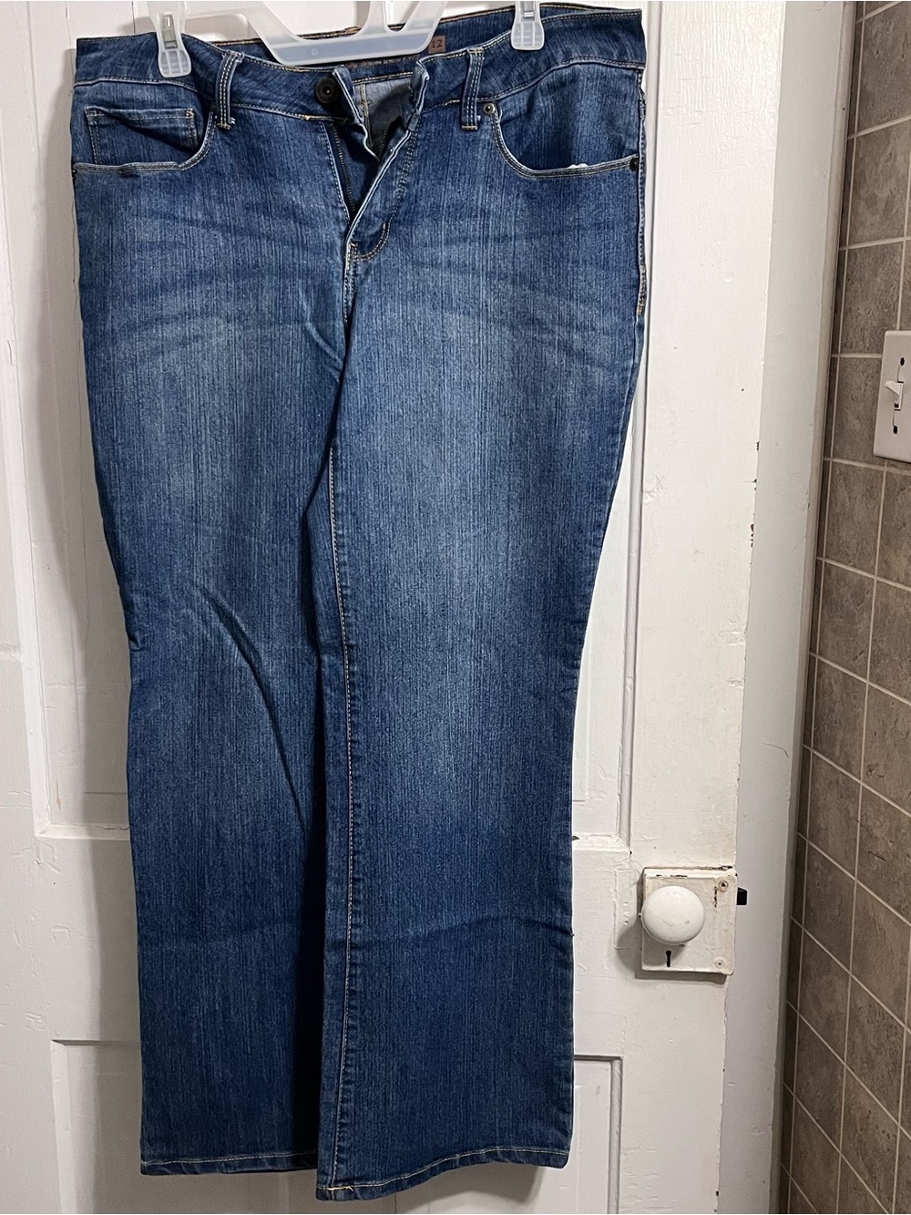 Faded Glory Blue Denim Jeans with Contrast Stitching